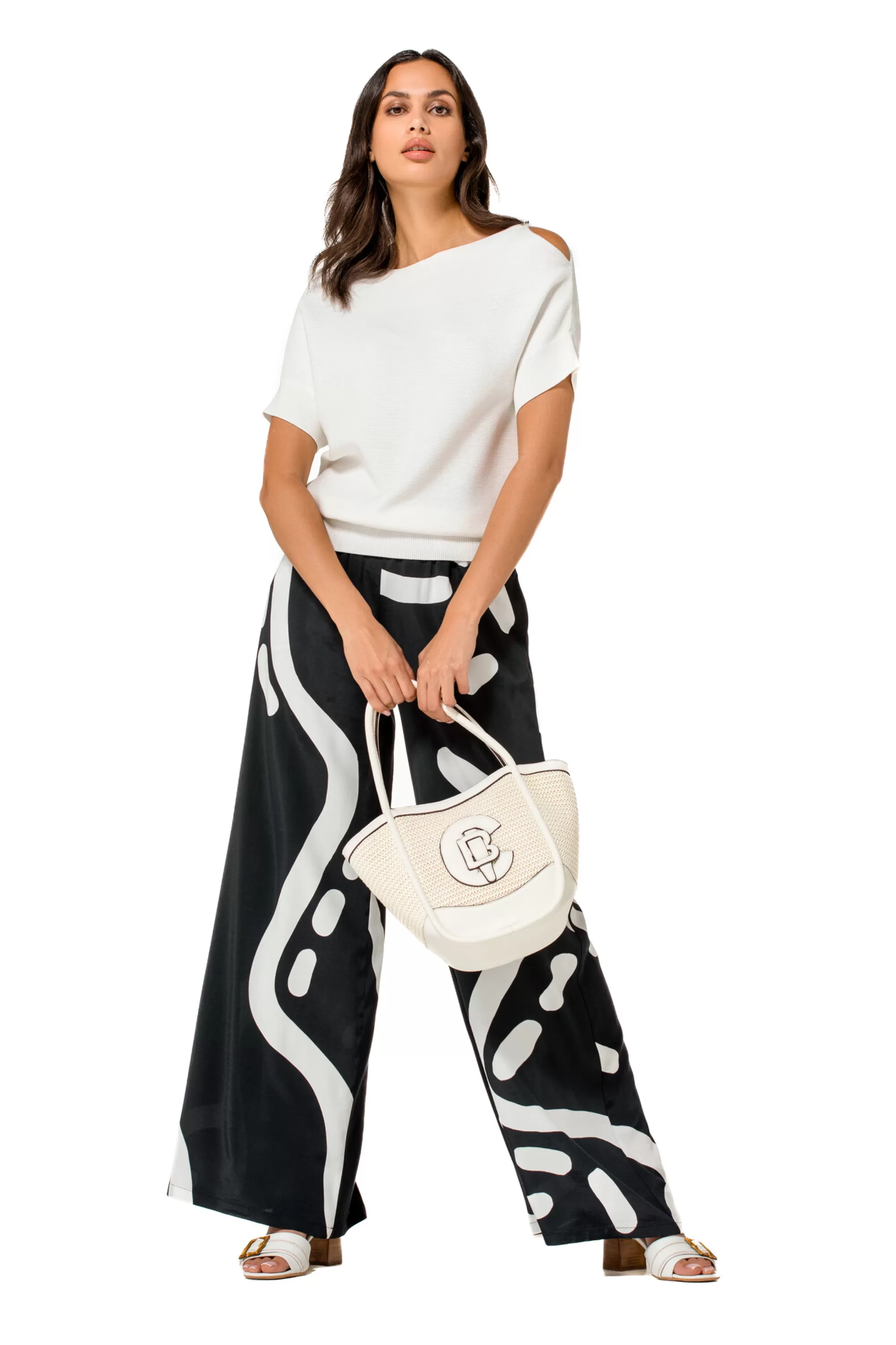 Caroline Biss - Top de punto suave con drapeado en hombros - Modelo 1246-91