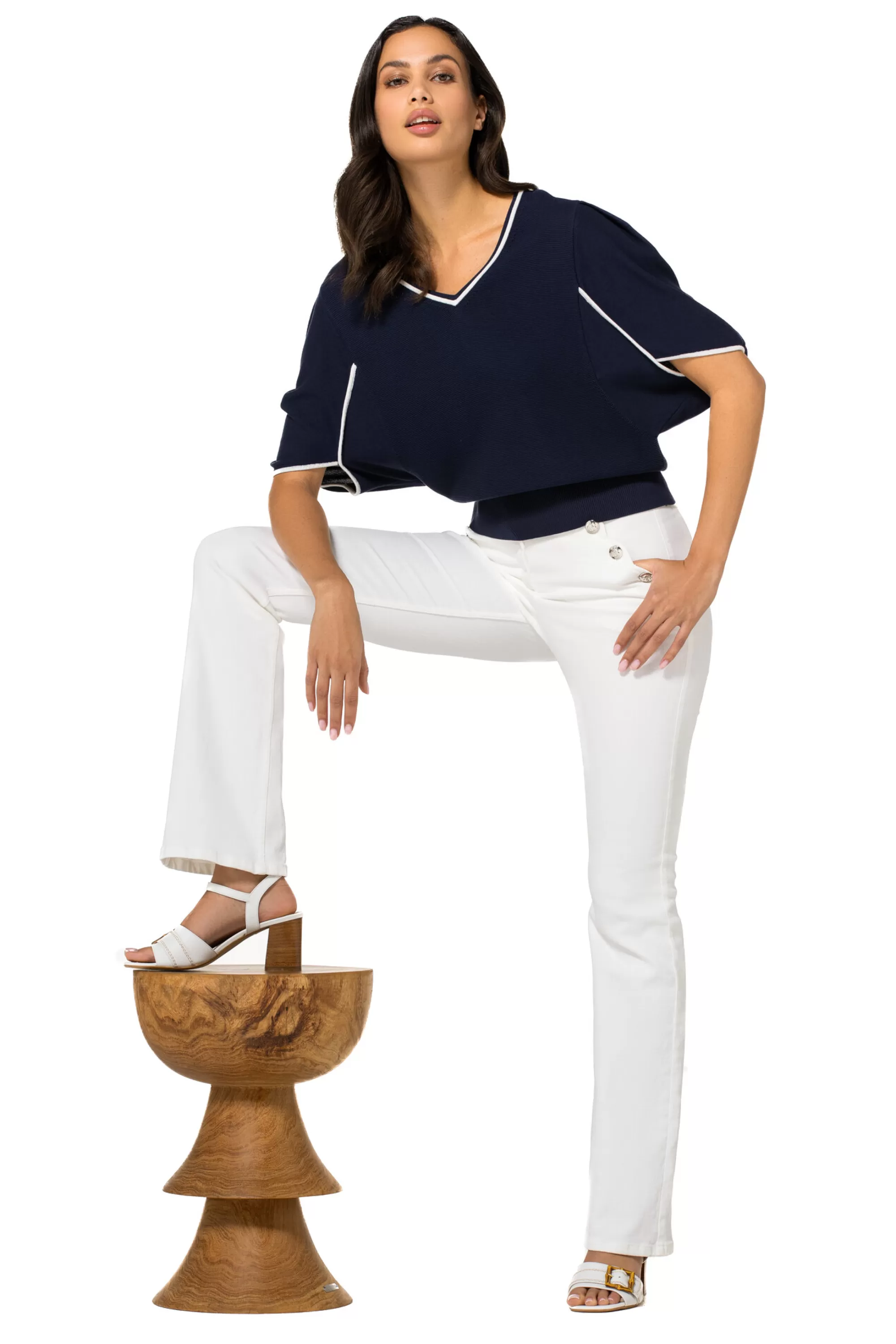Caroline Biss - Jersey de Punto Suave con Detalle Acanalado en Mangas (Modelo 124721)