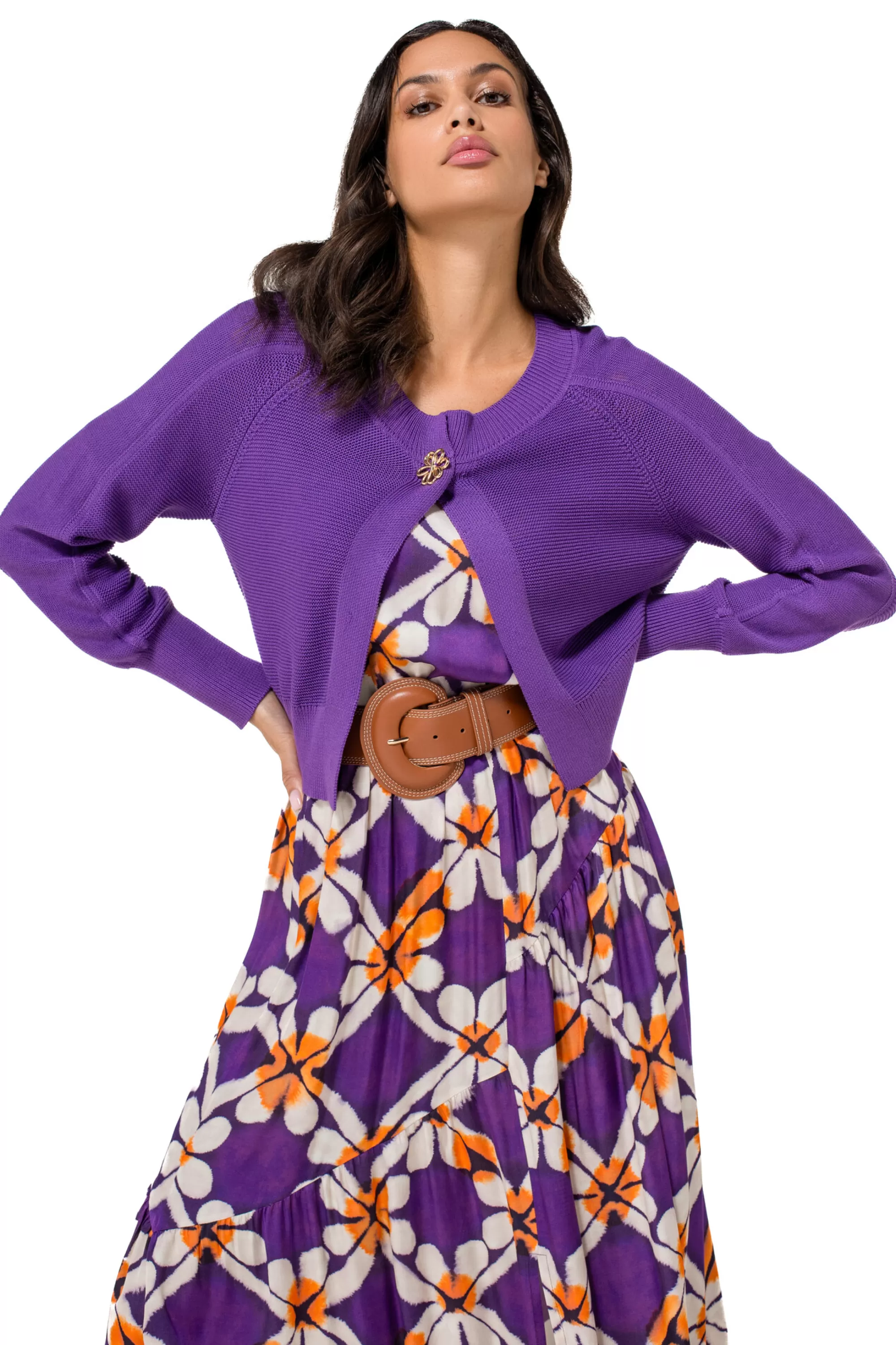 Caroline Biss - Bolero Tejido a Mano con Hilo Fino, Modelo 1260-45 - Prenda Ligera para Looks Elegantes