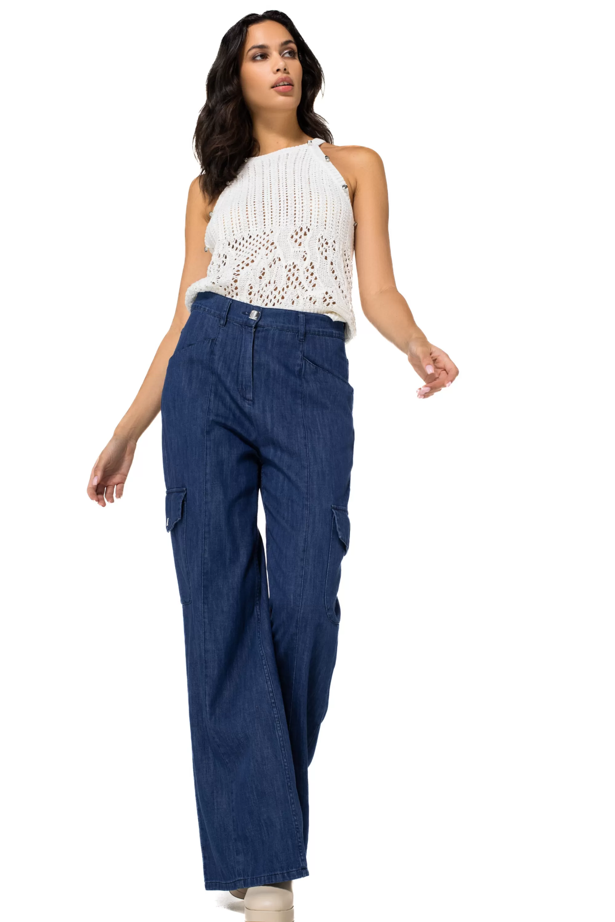Caroline Biss - Pantalones Cargo Modelo 1512-24: Corte holgado con caída fluida y cintura clásica, diseño versátil para movimiento sin restricciones.