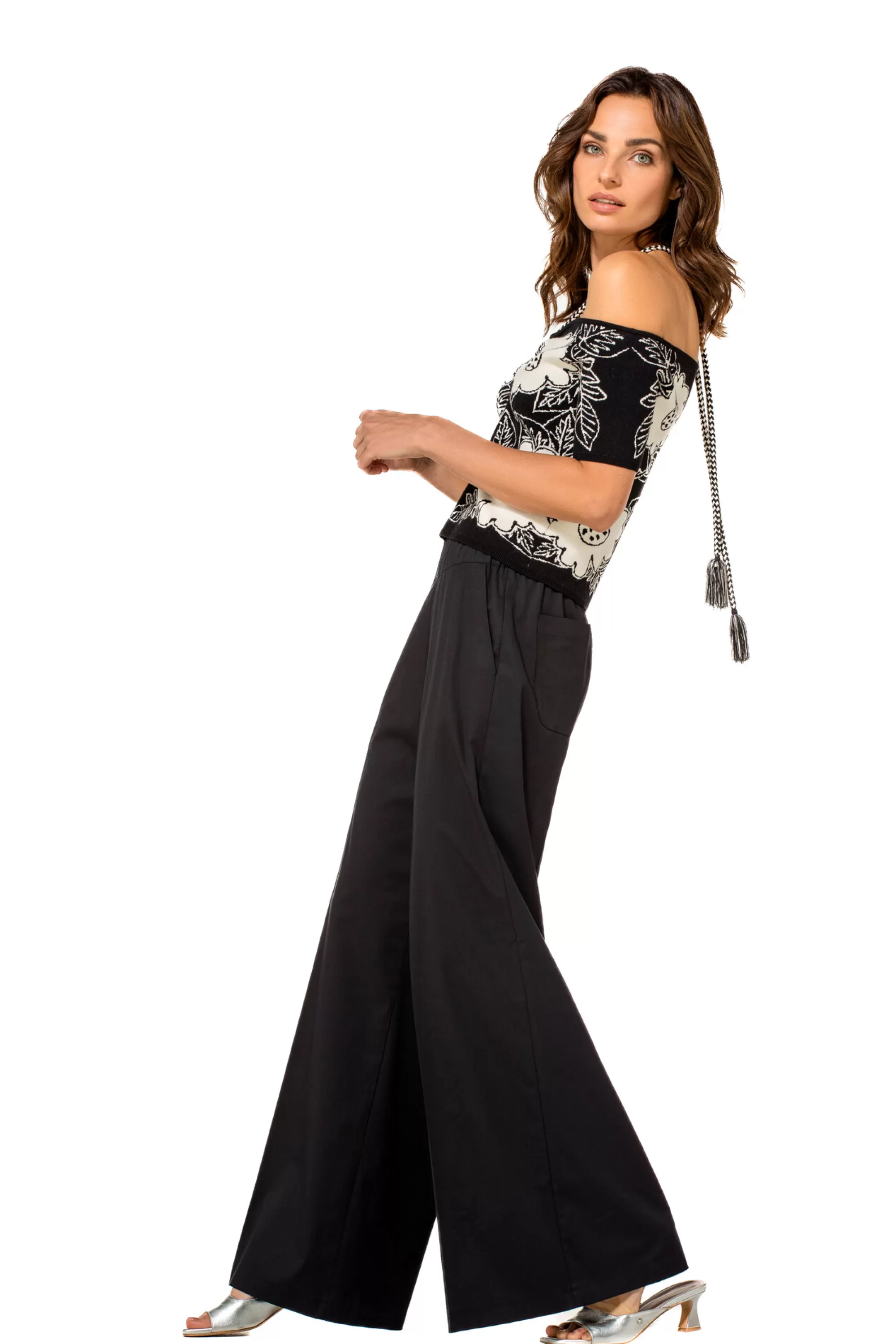 Caroline Biss - Pantalón Holgado de Algodón con Cintura Clásica | Modelo 1569-10