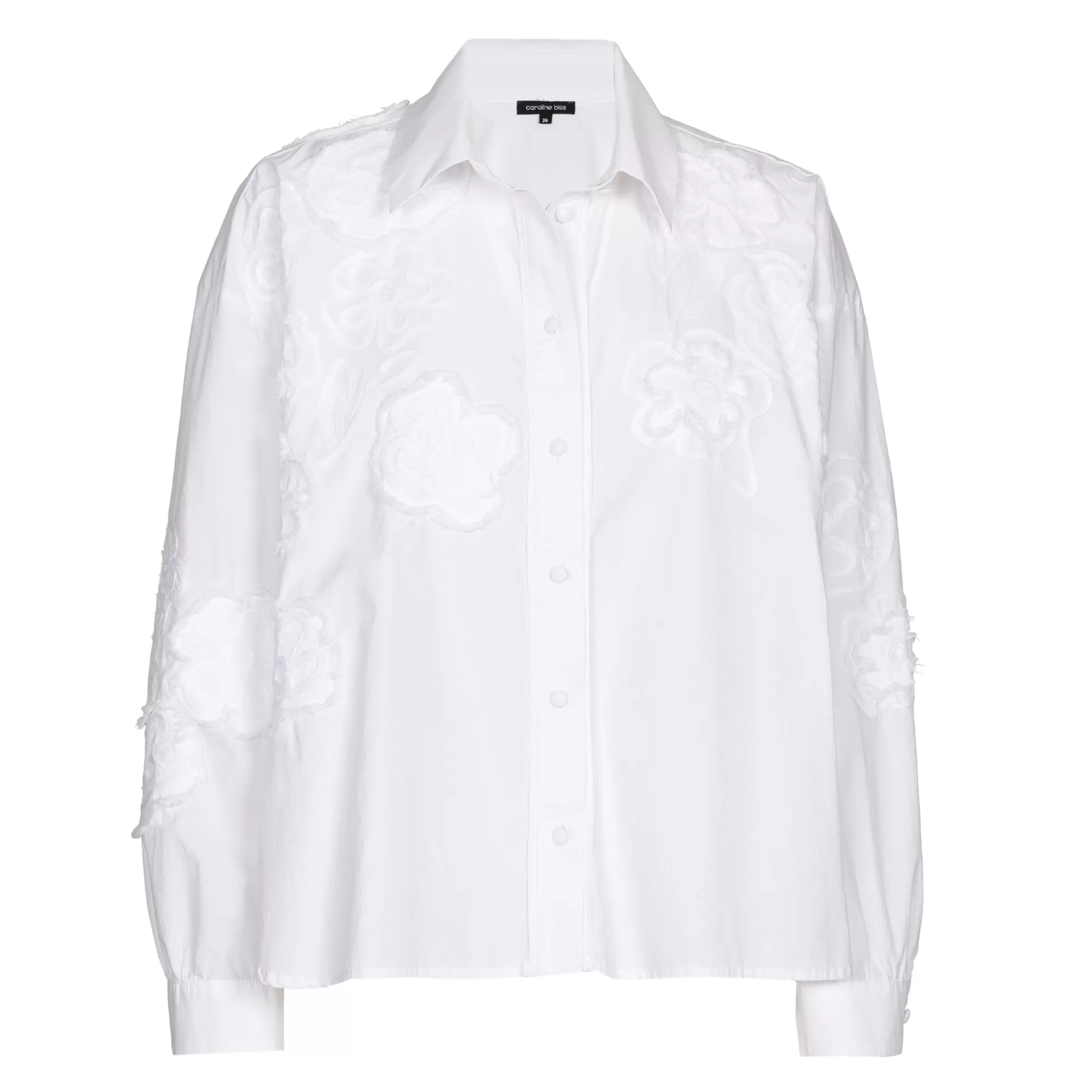 Caroline Biss - Top Casual 1608-90 / Blusa Corta Holgada de Algodón con Bordados Detallados - Diseño Moderno y Cómodo