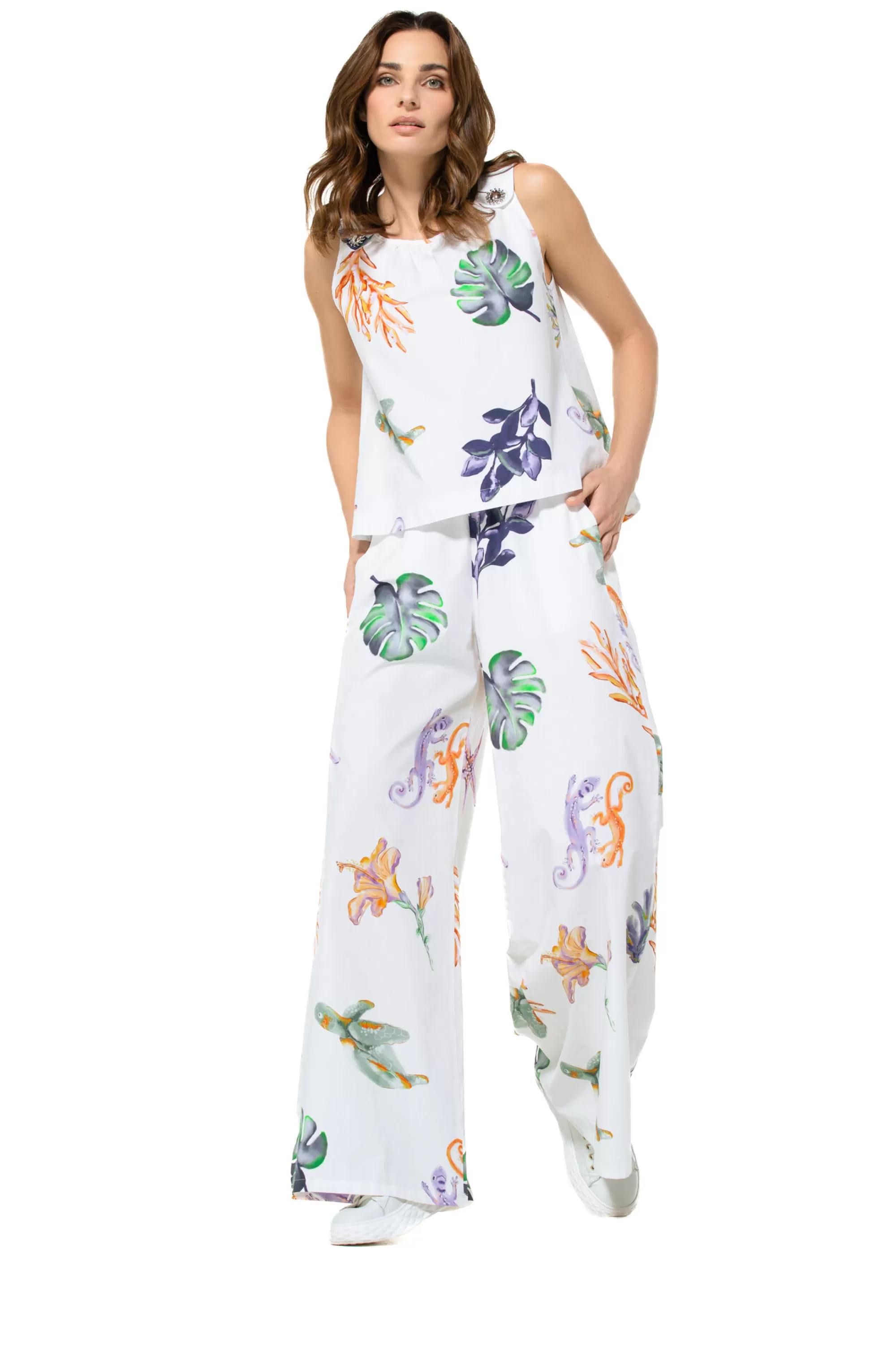 Pantalón Caroline Biss - Modelo 3581-69: Algodón Holgado con Cintura Estándar, Diseño Casual y Cómodo para el Día a Día