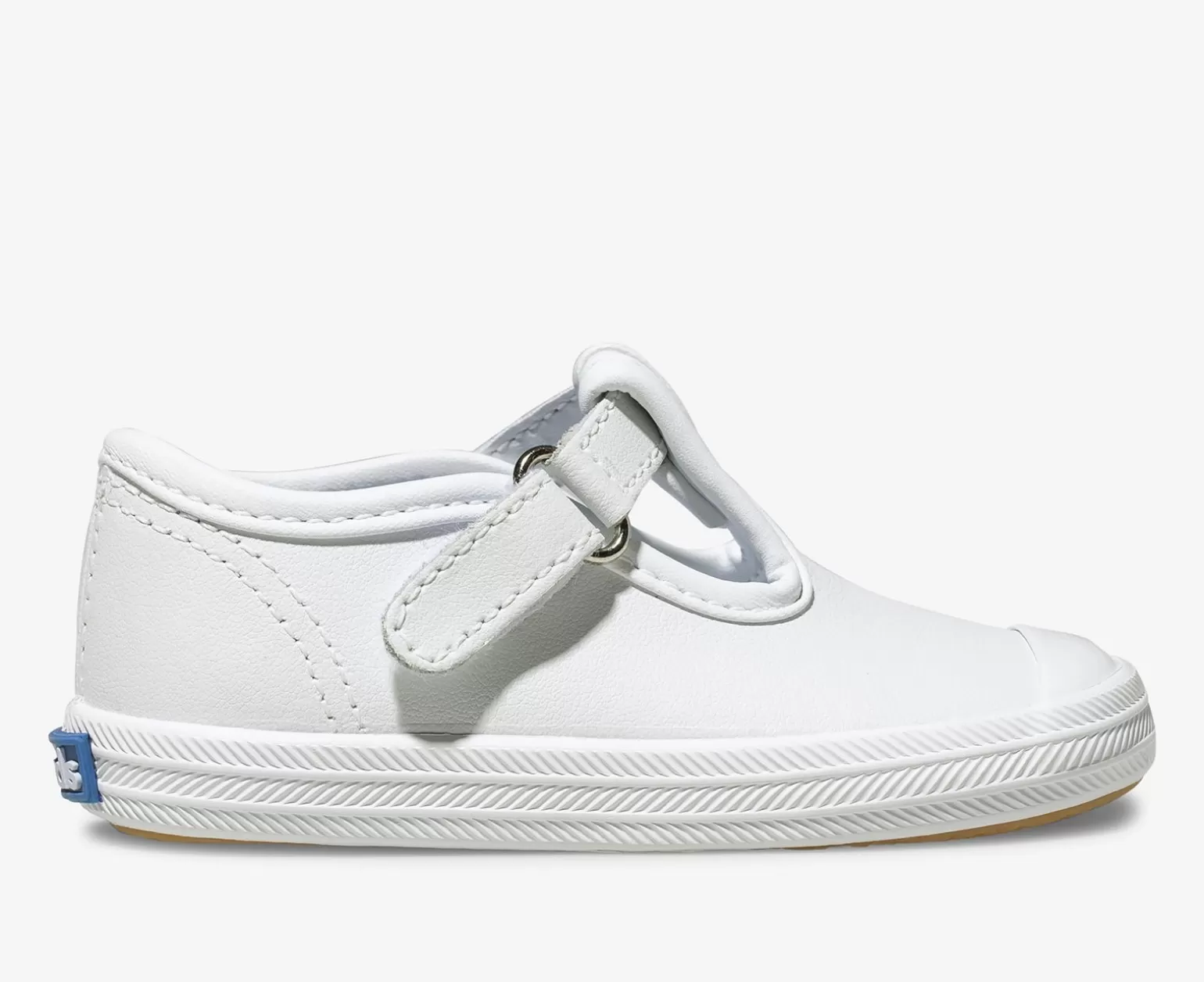 Zapatillas Keds Champion para niñas - Diseño con puntera reforzada y correa en T en cuero blanco (Talla pequeña)