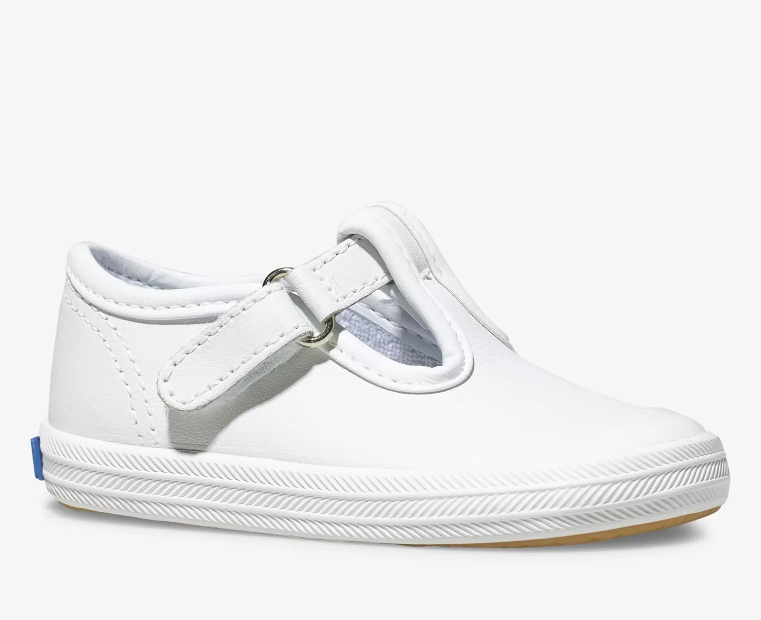 Zapatillas Keds Champion para niñas - Diseño con puntera reforzada y correa en T en cuero blanco (Talla pequeña)