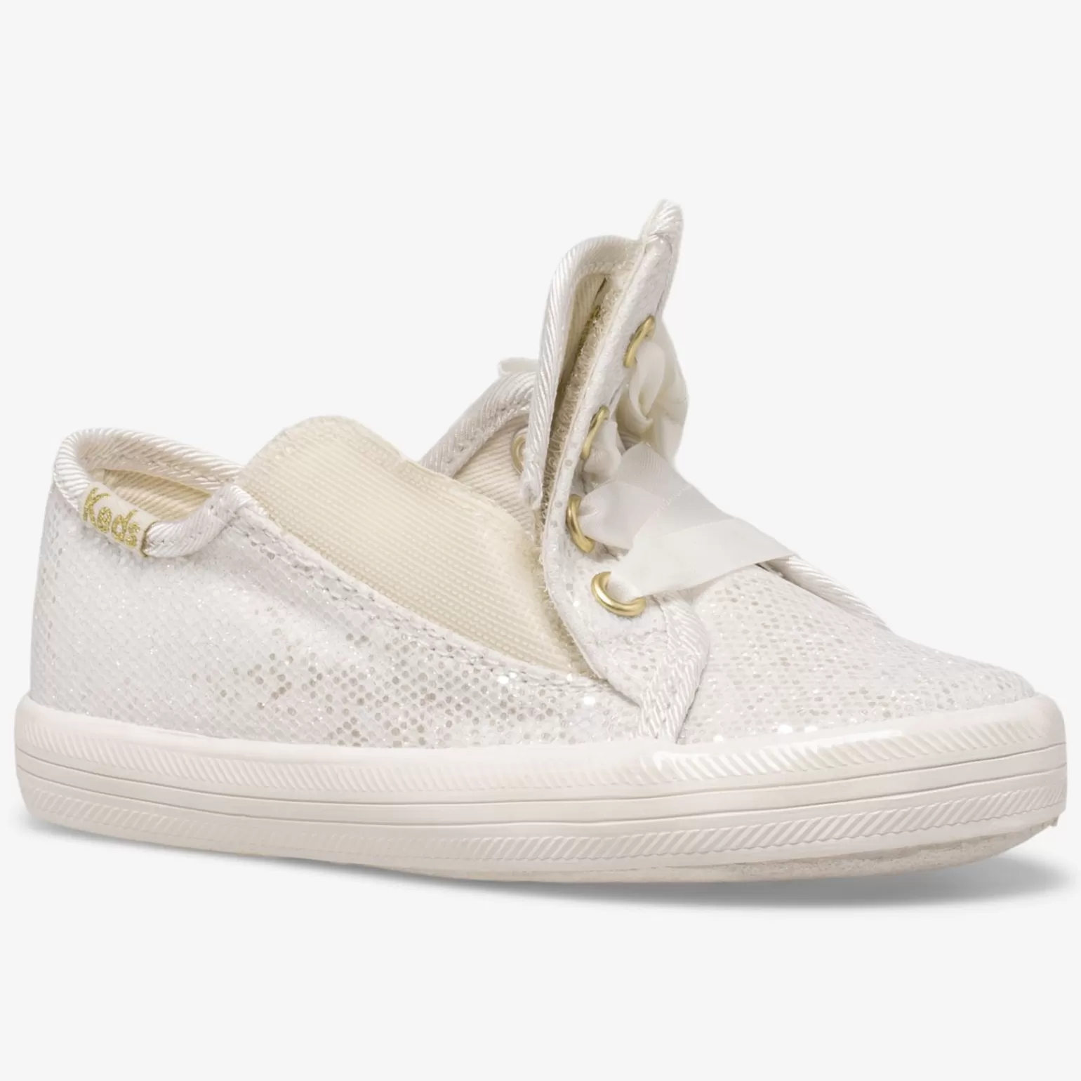 Keds Zapatillas Festivas Infantiles para Niña - Modelo Celebrations Jr. Kickstart en Marfil Brillante con Detalles Relucientes
