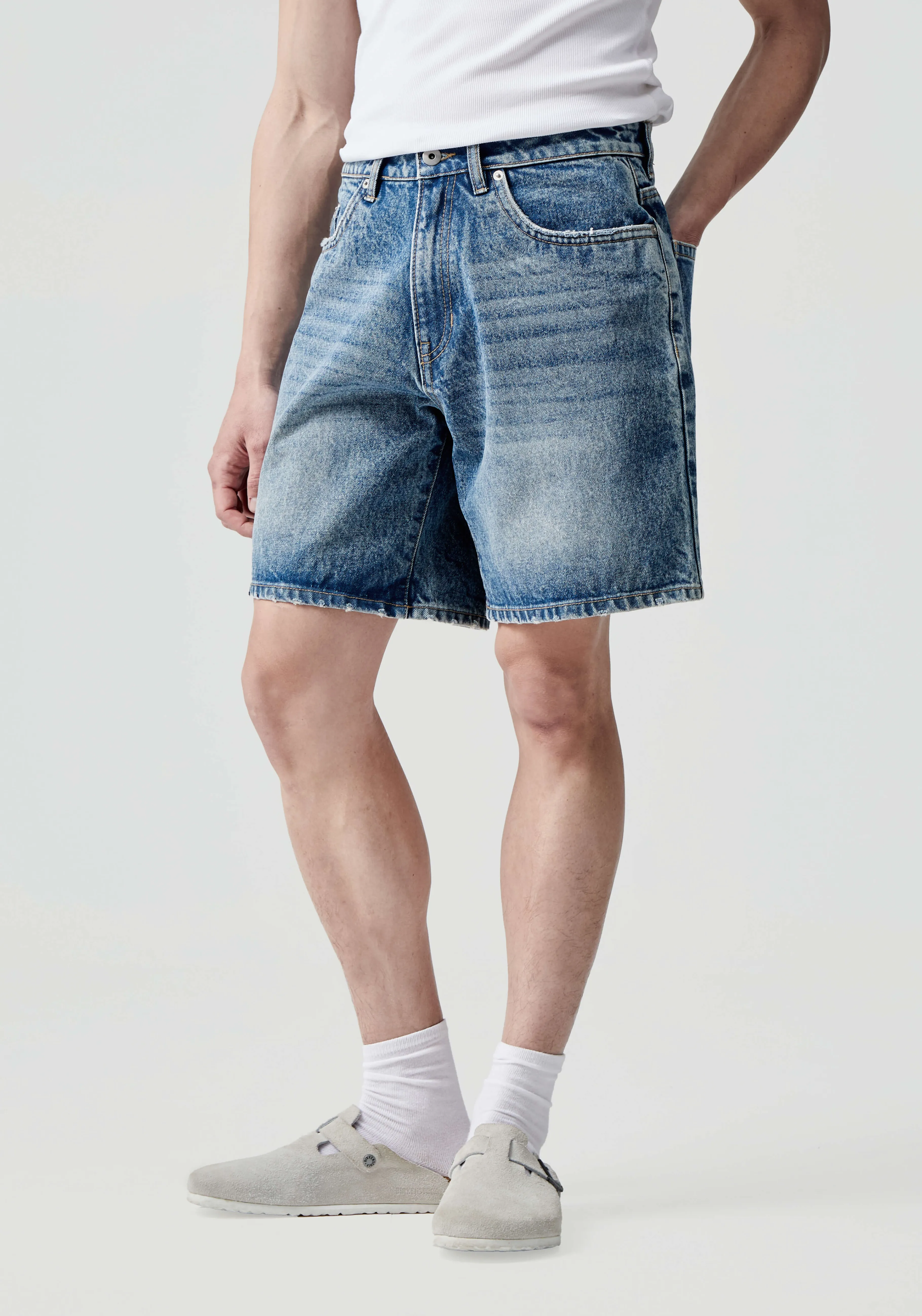 Bermudas Deportivas en Denim de 16 Onzas - Estilo Urbano Cómodo | Pantalones Cortos Tipo Sweat MKI Miyuki Zoku 

(Nota: He conservado elementos esenciales como 